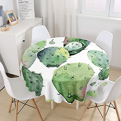 Highdi Tischdecke Rund 3D Wasserdicht Antifouling Pflegeleicht Abwaschbar Polyester Tischdecke, für Home Küche Dekoration (90cm,Kaktus) von Highdi