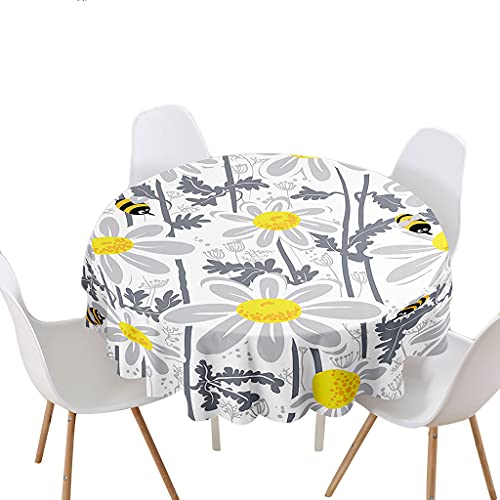 Highdi Tischdecke Rund Lotuseffekt, 3D Blumen Druck Wasserdicht Antifouling Pflegeleicht Abwaschbar Polyester Tischdecke, für Home Küche Dekoration (180cm,Grau) von Highdi