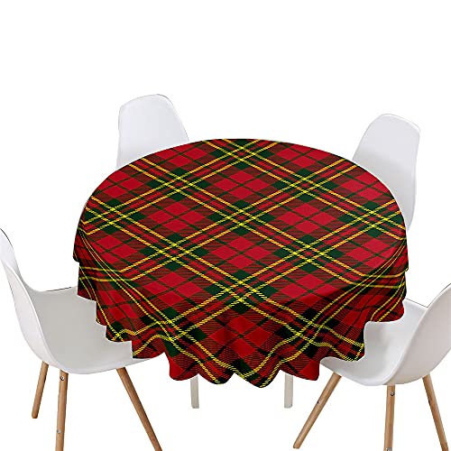 Highdi Tischdecke Rund Lotuseffekt, 3D Druck Wasserdicht Antifouling Pflegeleicht Abwaschbar Polyester Tischdecke, für Home Küche Dekoration, Verschiedene Größen (Durchmesser 90cm,Kariert) von Highdi