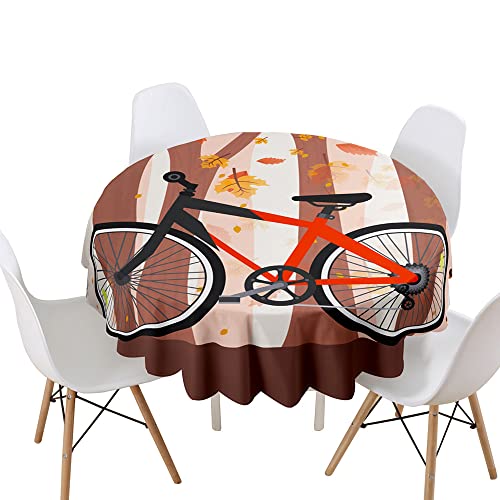 Highdi Tischdecke Rund Lotuseffekt, 3D Fahrrad Druck Wasserdicht Antifouling Pflegeleicht Abwaschbar Polyester Tischdecke, für Home Küche Dekoration (Herbst,Durchmesser 140cm) von Highdi