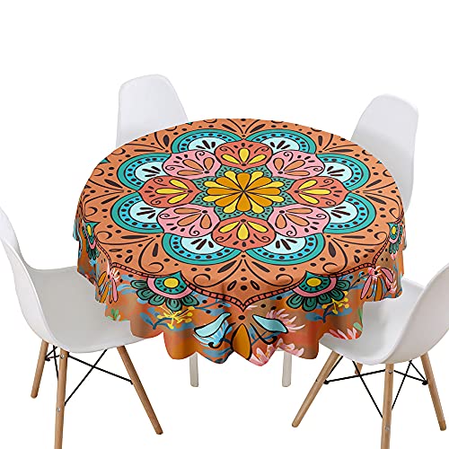 Highdi Tischdecke Rund Lotuseffekt Wasserdicht Antifouling Pflegeleicht Abwaschbar 3D Druck Tischdecke, für Home Küche Dekoration, Verschiedene Größen (Braun exotisch,Durchmesser 100cm) von Highdi