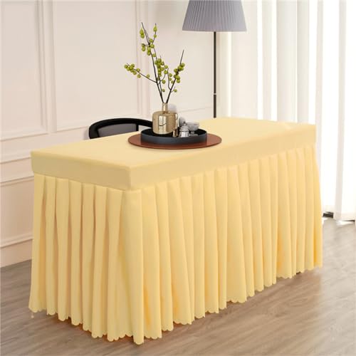 Highdi Tischrock aus Polyester, Tischrock für Rechteck Tische Hotel Bankett Tischröcke Waschbare für Party, Hochzeit, Geburtstag Tischdekoration (120 * 60 * 75cm,Hellgelb) von Highdi