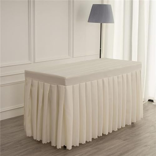 Highdi Tischrock aus Polyester, Tischrock für Rechteck Tische Hotel Bankett Tischröcke Waschbare für Party, Hochzeit, Geburtstag Tischdekoration (120x45x75cm,Beige) von Highdi