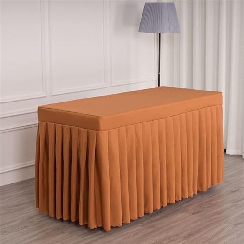 Highdi Tischrock aus Polyester, Tischrock für Rechteck Tische Hotel Bankett Tischröcke Waschbare für Party, Hochzeit, Geburtstag Tischdekoration (120x60x75cm,Curry hell) von Highdi