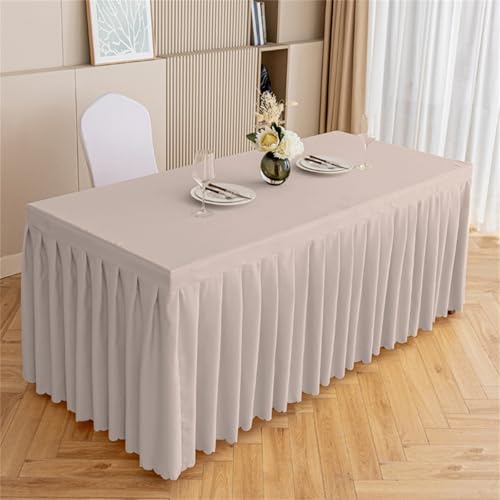 Highdi Tischrock aus Polyester, Volltonfarbe Tischrock für Rechteck Tische Waschbare für Hotel Bankett, Party, Hochzeit, Geburtstag Tischdekoration (Beigebraun,180 * 40 * 75cm) von Highdi