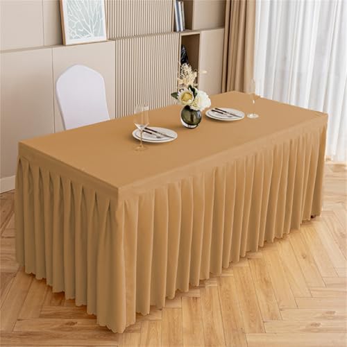 Highdi Tischrock aus Polyester, Volltonfarbe Tischrock für Rechteck Tische Waschbare für Hotel Bankett, Party, Hochzeit, Geburtstag Tischdekoration (Braun,120 * 45 * 75cm) von Highdi