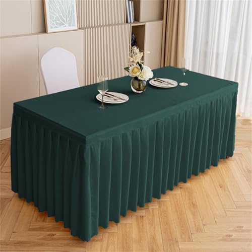 Highdi Tischrock aus Polyester, Volltonfarbe Tischrock für Rechteck Tische Waschbare für Hotel Bankett, Party, Hochzeit, Geburtstag Tischdekoration (Dunkelgrün,180 * 60 * 75cm) von Highdi