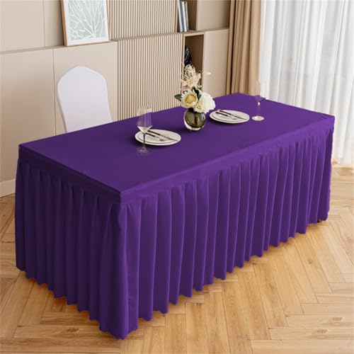 Highdi Tischrock aus Polyester, Volltonfarbe Tischrock für Rechteck Tische Waschbare für Hotel Bankett, Party, Hochzeit, Geburtstag Tischdekoration (Dunkelviolett,120 * 60 * 75cm) von Highdi