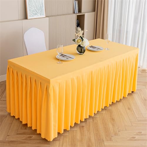 Highdi Tischrock aus Polyester, Volltonfarbe Tischrock für Rechteck Tische Waschbare für Hotel Bankett, Party, Hochzeit, Geburtstag Tischdekoration (Gold,180 * 45 * 75cm) von Highdi