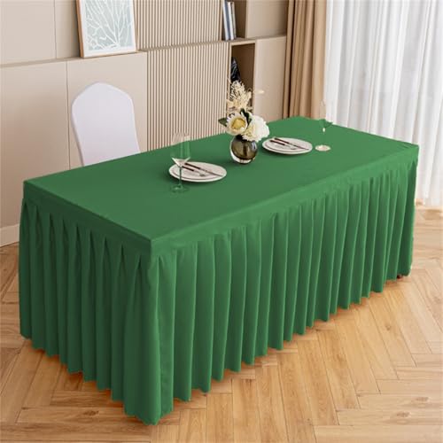 Highdi Tischrock aus Polyester, Volltonfarbe Tischrock für Rechteck Tische Waschbare für Hotel Bankett, Party, Hochzeit, Geburtstag Tischdekoration (Grün,240 * 60 * 75cm) von Highdi