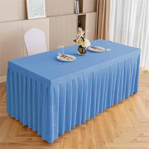 Highdi Tischrock aus Polyester, Volltonfarbe Tischrock für Rechteck Tische Waschbare für Hotel Bankett, Party, Hochzeit, Geburtstag Tischdekoration (Hellblau,180 * 60 * 75cm) von Highdi