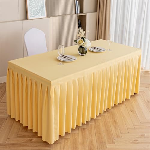 Highdi Tischrock aus Polyester, Volltonfarbe Tischrock für Rechteck Tische Waschbare für Hotel Bankett, Party, Hochzeit, Geburtstag Tischdekoration (Hellgold,120 * 60 * 75cm) von Highdi