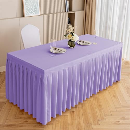 Highdi Tischrock aus Polyester, Volltonfarbe Tischrock für Rechteck Tische Waschbare für Hotel Bankett, Party, Hochzeit, Geburtstag Tischdekoration (Hellviolett,140 * 60 * 75cm) von Highdi