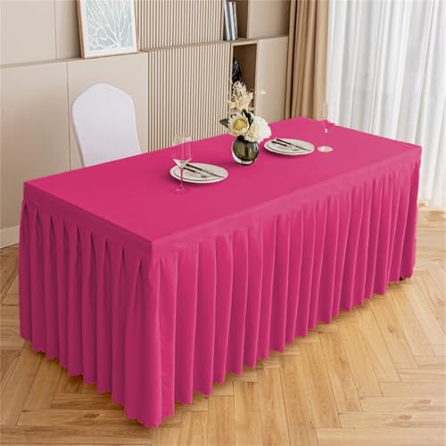Highdi Tischrock aus Polyester, Volltonfarbe Tischrock für Rechteck Tische Waschbare für Hotel Bankett, Party, Hochzeit, Geburtstag Tischdekoration (Pink,180 * 40 * 75cm) von Highdi