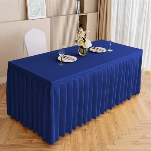 Highdi Tischrock aus Polyester, Volltonfarbe Tischrock für Rechteck Tische Waschbare für Hotel Bankett, Party, Hochzeit, Geburtstag Tischdekoration (Saphirblau,180 * 40 * 75cm) von Highdi