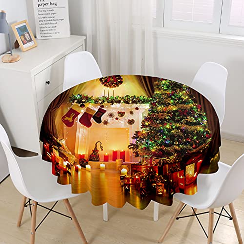 Highdi Weihnachten Tischdecke Rund 3D Wasserdicht Antifouling Pflegeleicht Abwaschbar Polyester Tischdecke, für Home Küche Dekoration, 150cm von Highdi