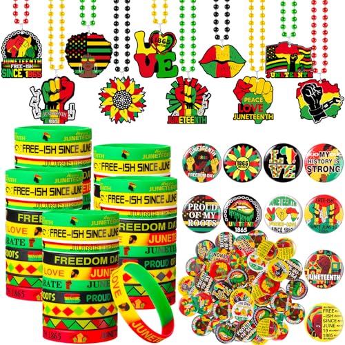 Highergo 150 Stück Juneteenth Party Favors Set 50 Button Pins Badges 50 Perlenketten 50 Silikon Armbänder für Festival Party Supplies Highergo 150 Stück Juneteenth Party Favors Set 50 Button Pins Badges 50 Perlenketten 50 Silikon Armbänder für Festival Party Supplies von Highergo