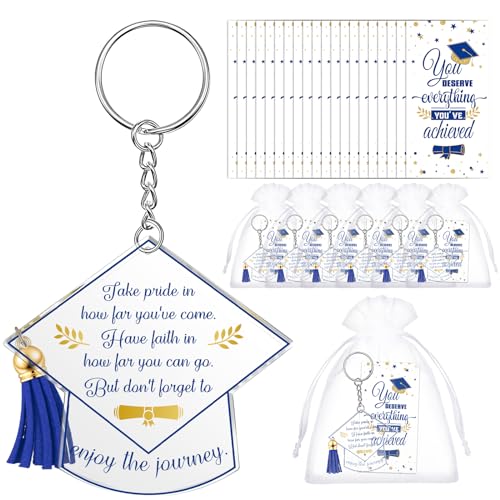 Highergo 48 Sets Abschlussgeschenke, Großpackung 2025, inklusive Schlüsselanhänger, Organzabeutel und Glückwunschkarten, inspirierende Abschlussparty-Gastgeschenke für Gäste, Uni, High School, Blau Highergo 48 Sets Abschlussgeschenke, Großpackung 2025, inklusive Schlüsselanhänger, Organzabeutel und Glückwunschkarten, inspirierende Abschlussparty-Gastgeschenke für Gäste, Uni, High School, Blau von Highergo