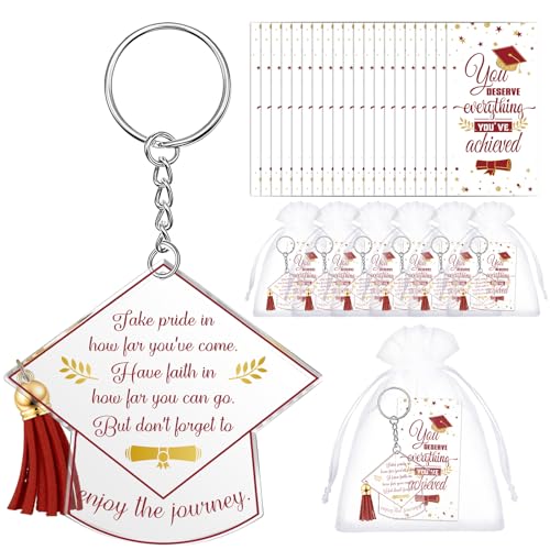 Highergo 48 Sets Abschlussgeschenke, Großpackung 2025, inklusive Schlüsselanhänger, Organzabeutel und Glückwunschkarten, inspirierende Abschlussparty-Gastgeschenke für Gäste, Uni, High School, Rot Highergo 48 Sets Abschlussgeschenke, Großpackung 2025, inklusive Schlüsselanhänger, Organzabeutel und Glückwunschkarten, inspirierende Abschlussparty-Gastgeschenke für Gäste, Uni, High School, Rot von Highergo