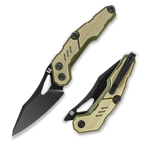 Hightron M390 Taschenmesser mit Nylonfaser-Griff, 7,7 cm EDC-Messer kleines Klappmesser für Camping und Wandern für Herren, Khaki von Hightron