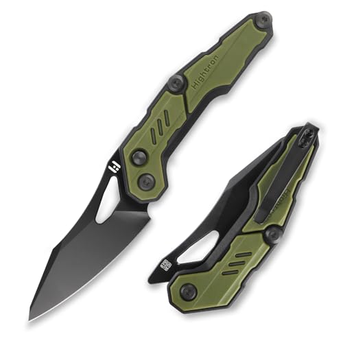 Hightron SPECTRON Taschenmesser für Herren, 7,7 cm M390-Klinge mit Nylonfaser-Griff, EDC-Messer mit tiefem Taschenclip für Camping, Wandern und Jagen, GRN Hightron SPECTRON Taschenmesser für Herren, 7,7 cm M390-Klinge mit Nylonfaser-Griff, EDC-Messer mit tiefem Taschenclip für Camping, Wandern und Jagen, GRN von Hightron