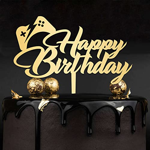 Videospiel-Kuchenaufsatz, Game-Controller, Happy Birthday-Kuchendekorationen für Jungen, Mädchen, Kinder, Gaming-Themen-Geburtstagsparty-Zubehör, Spiegelgold, Acryl, hergestellt in den USA Videospiel-Kuchenaufsatz, Game-Controller, Happy Birthday-Kuchendekorationen für Jungen, Mädchen, Kinder, Gaming-Themen-Geburtstagsparty-Zubehör, Spiegelgold, Acryl, hergestellt in den USA von HIGOSS