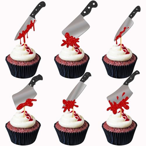 24 Stück Halloween-Cupcake-Topper – Messer-Cupcake-Topper, Halloween-Cupcake-Dekorationen, Halloween-Kuchendekorationen 24 Stück Halloween-Cupcake-Topper – Messer-Cupcake-Topper, Halloween-Cupcake-Dekorationen, Halloween-Kuchendekorationen von HigzYovn