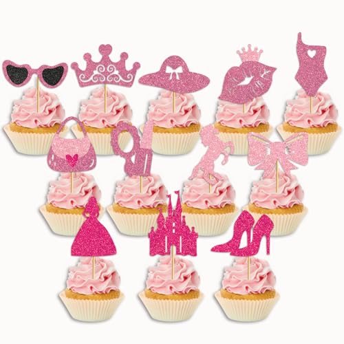 Cupcake-Topper, Prinzessinnen-Kuchendekorationen, glitzernd, rosa, Cupcake-Topper, Cupcake-Topper, Geburtstag, Mädchen, Prinzessinnen-Thema, Brautparty, Hochzeit, Geburtstag, Party, Zubehör, 2 Stück Cupcake-Topper, Prinzessinnen-Kuchendekorationen, glitzernd, rosa, Cupcake-Topper, Cupcake-Topper, Geburtstag, Mädchen, Prinzessinnen-Thema, Brautparty, Hochzeit, Geburtstag, Party, Zubehör, 2 Stück von HigzYovn