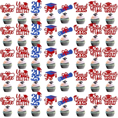Cupcake-Topper zum Schulabschluss, 2025, Abschlussdekoration, Klasse 2025, Cupcake-Topper, 2025, Congrats Grad, Cupcake-Picks, Abschlussfeier, Party-Dekorationen 2025, 40 Stück Cupcake-Topper zum Schulabschluss, 2025, Abschlussdekoration, Klasse 2025, Cupcake-Topper, 2025, Congrats Grad, Cupcake-Picks, Abschlussfeier, Party-Dekorationen 2025, 40 Stück von HigzYovn