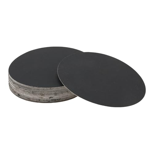 Hihaha 50 Stück rundes Schleifpapier, Körnung 1200, Klett-Schleifblätter, universell für Automobil-Nachbearbeitung, 100 x 100 mm, Siliziumkarbid, Schwarz von Hihaha