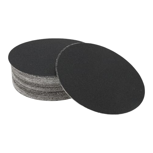 Hihaha Rundes Schleifpapier, Körnung 100, Klett-Schleifblätter, universell für Automobil-Nachbearbeitung, 125 x 125 mm, Siliziumkarbid, Schwarz, 50 Stück von Hihaha