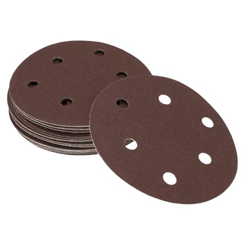 Hihaha Schleifpapier, Klett-Schleifblätter, 125 x 125 mm, Rot, Körnung 100, rund, effizientes Schleifen und Polieren, Automobilherstellung und Reparatur, Holzbearbeitung von Hihaha