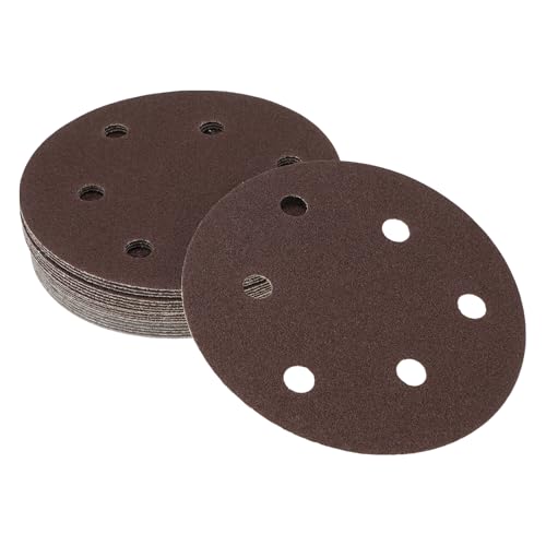 Hihaha Schleifpapier, Klett-Schleifblätter, 125 x 125 mm, Rot, Körnung 80, rund, effizientes Schleifen und Polieren, Automobilherstellung und Reparatur, Holzbearbeitung von Hihaha