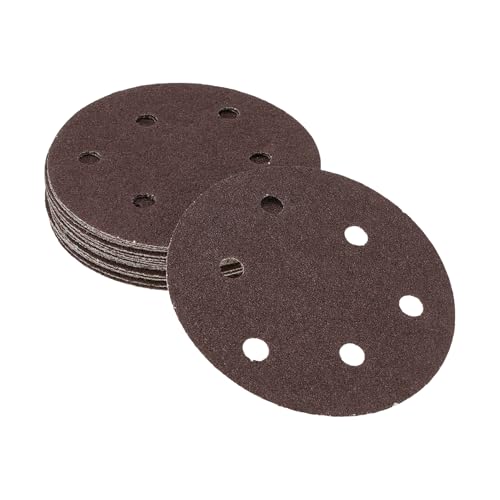 Hihaha Schleifpapier, Klett-Schleifblätter, 125 x 125 mm, rot, Körnung 60, rund, effizientes Schleifen und Polieren, Automobilherstellung und Reparatur, Holzbearbeitung von Hihaha