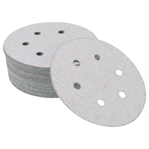 Hihaha Schleifpapier, Klett-Schleifblätter, 150 x 150 mm, Körnung 100, rund, effizientes Schleifen und Polieren, Automobilherstellung und Reparatur, Holzbearbeitung, Weiß von Hihaha