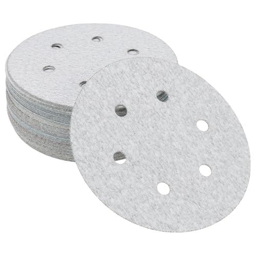 Hihaha Schleifpapier, Klett-Schleifblätter, 150 x 150 mm, Körnung 120, rund, effizientes Schleifen und Polieren, Automobilherstellung und Reparatur, Holzbearbeitung, Weiß von Hihaha