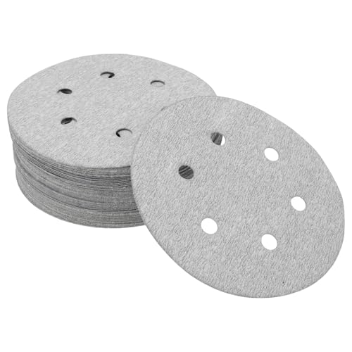 Hihaha Schleifpapier, Klett-Schleifblätter, 150 x 150 mm, Körnung 240, rund, effizientes Schleifen und Polieren, Automobilherstellung und Reparatur, Holzbearbeitung, Weiß von Hihaha