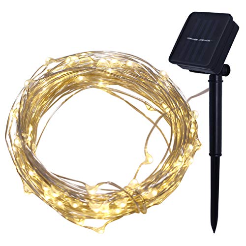 Hihey LED Solar Lichterkette Kupferdraht Lichterkette Solarbetriebene Lichterketten Fairy String Light Lichterkette außen für Party Weihnachten Fest Deko von Hihey