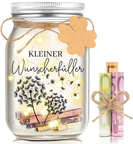 Hiipeefeel Wunscherfüller Geldgeschenke Hochzeit Verpackung, LED Flaschenlicht, Geburtstag Weihnachten Jugendweihe Reisen Konfirmation Geschenke, Lustige Geburtstagsgeschenk für Frauen Männer Freundin von Hiipeefeel
