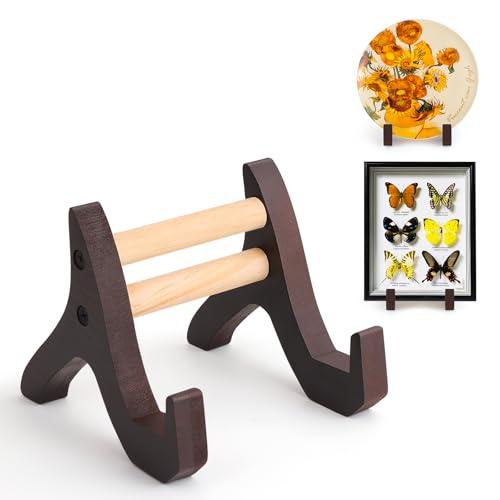 Hiitytin Holztellerständer für Display, Bilderrahmen, Staffeleien, Ständer für Tischplatte, Displayhalter für Fotoplatte, Kunstwerk (klein) von Hiitytin