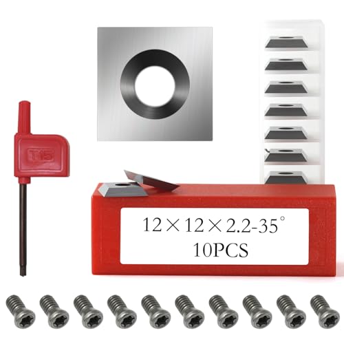 12 mm quadratische Hartmetall-Einsätze, Fräser, Holzhobel-Einsätze für Spiralhobel-Schneiderkopf, Holzhobel-Bit, Fräser-Bit, Holzdrehmaschine, Ersatzklingen, 10 Stück, 12 x 12 x 2,2 mm von Hiizug