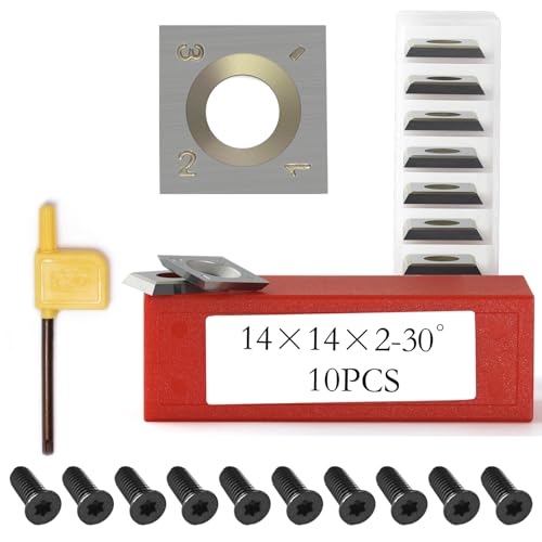 14 mm quadratische Hartmetall-Einsätze, Fräser, Holzhobeleinsätze für spiralförmige Hobelhobel, Fräskopf, Holzhobel-Bit, Fräser-Bit, Holzdrehmaschine, Ersatzklingen, 10 Stück, 14 x 14 x 2 mm von Hiizug