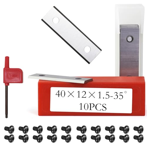 Hartmetall-Einsätze, 40 mm, 2 Kanten, Einsätze, Messer für Holzbearbeitung, spiralförmige Hobelschneider, Handfarbschaber und Ersatzfräser-Bit, Trimmer, 10 Stück, 40 x 12 x 1,5 mm von Hiizug