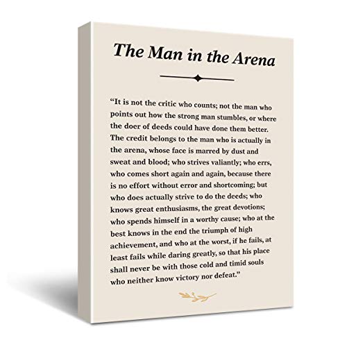 Inspirierendes Theodore Roosevelt Zitat "The Man in The Arena" Schild, Poster, Leinwand, Wandkunst, Gemälde, fertig zum Aufhängen, Staffelei & Haken zum Aufhängen, 30.5 x 38.1 cm Inspirierendes Theodore Roosevelt Zitat "The Man in The Arena" Schild, Poster, Leinwand, Wandkunst, Gemälde, fertig zum Aufhängen, Staffelei & Haken zum Aufhängen, 30.5 x 38.1 cm von Hijie