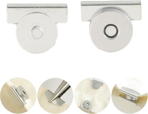 10 Paar nahtlose Metall-Magnetschnallen, kein Nähen erforderlich, Taschenclip Geldbörsenverschluss, magnetische Druckknöpfe für Handtaschen und Kleidung, Magnetknöpfe für Kleidung und Taschen (Silber) von Hikaka