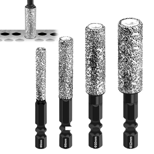 2-in-1 Sechseckiger Schaft Hartlöten Trockenbohren Spezialisierte Lochöffner, Diamanten Kerne Bohrer, 6/8/10/12mm Diamant-Lochsäge Kit, Sechseckiger Schaft Lochöffner Bohrer für Fliesen, Metall von Hikaka