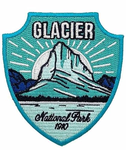Aufnäher zum Aufbügeln, Motiv: Gletscher-Nationalpark von Hike and Draw