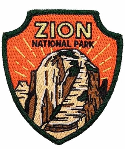 Hike and Draw Zion National Park Aufnäher zum Aufbügeln, blau, 8,9 cm H x 7,9 cm B von Hike and Draw