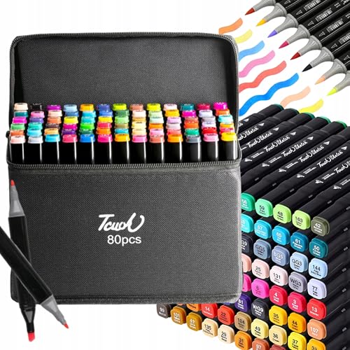 Hikey Marker Set mit 80 Farben – Doppelspitze Alkoholmarker mit Meißel- und Feiner Spitze, in 2 Sekunden Trocknend – Ideal für Zeichnung, Design, Manga, Skizzen & Briefe von Hikey