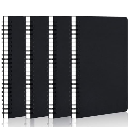 Hikrxya Notizbuch, liniert, A5, Spiralblock, schwarzer Krafteinband, 120 Seiten/60 Blatt, Großpackung, Notizblöcke, Planer, Skizzenblock, 4 Stück Hikrxya Notizbuch, liniert, A5, Spiralblock, schwarzer Krafteinband, 120 Seiten/60 Blatt, Großpackung, Notizblöcke, Planer, Skizzenblock, 4 Stück von Hikrxya